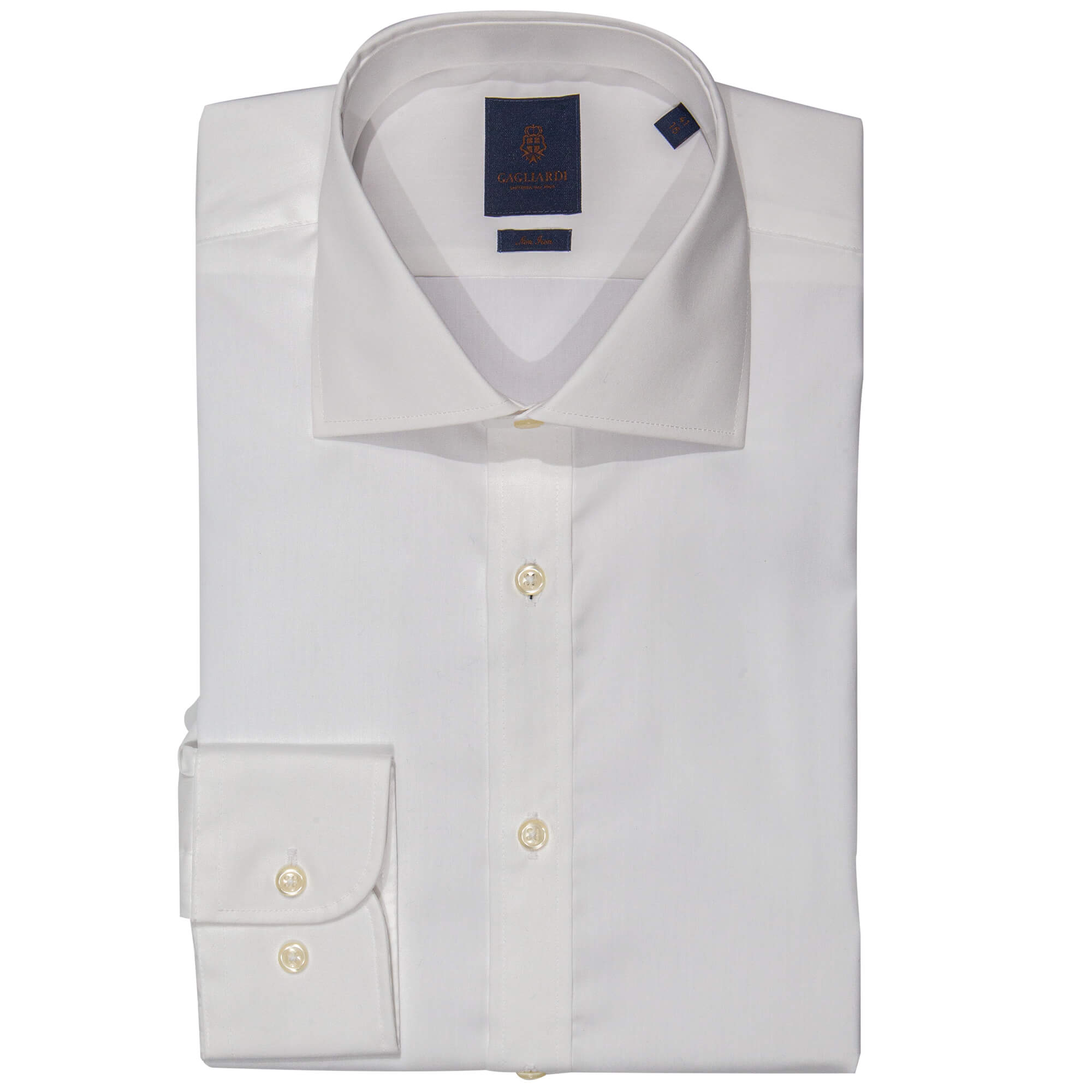 White Slim Fit Cutaway Collar Single Cuffed Shirt