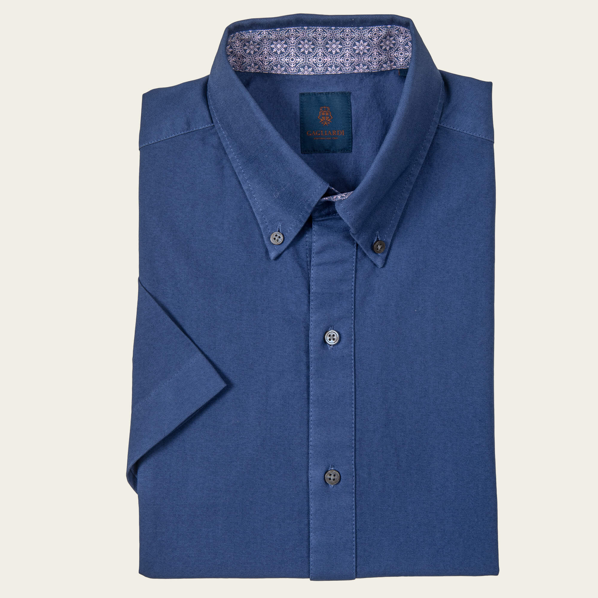 Blue Tailored Fit Oxford Button Down Short Sleeve Shirt