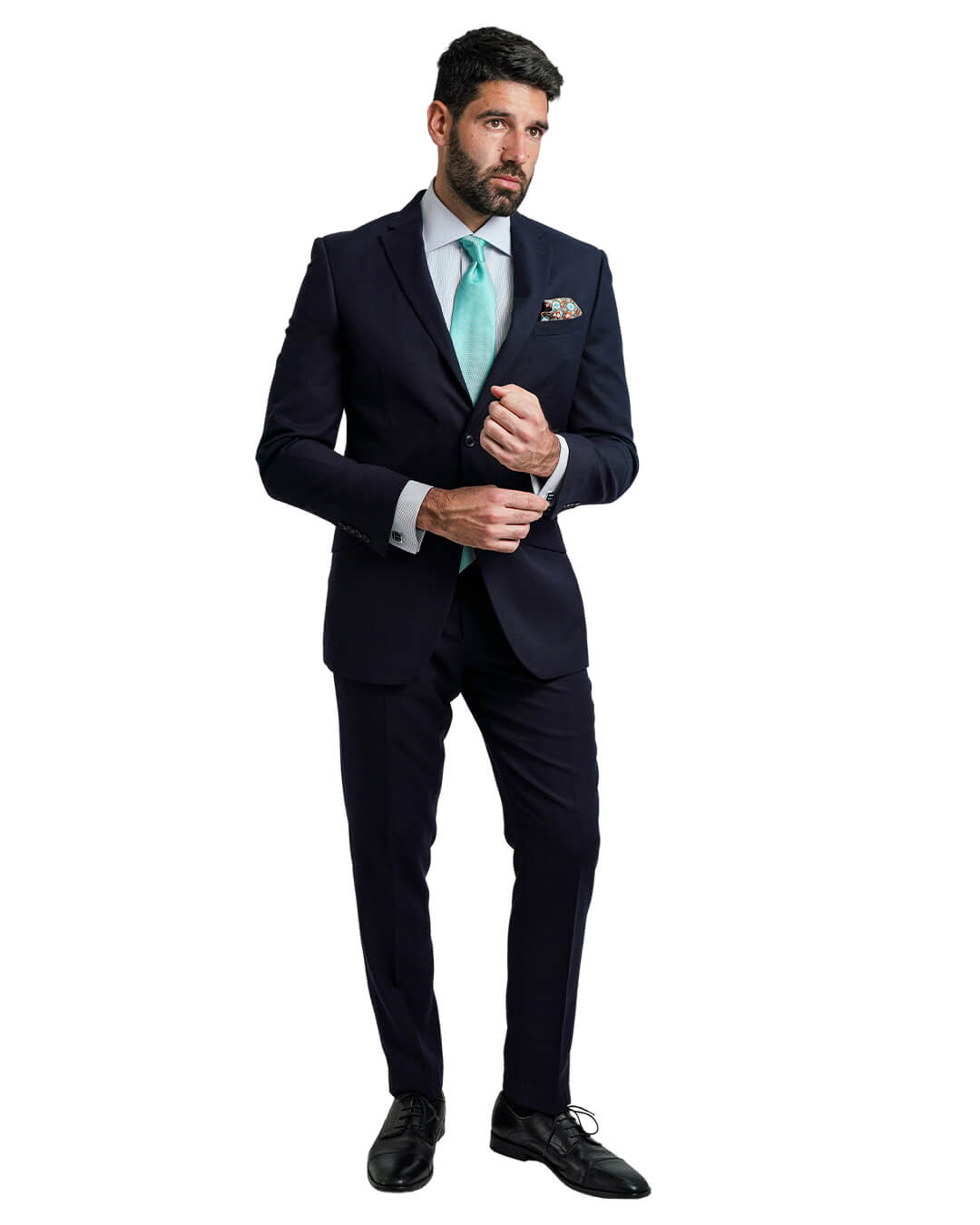 Navy Straw Weave Machine Washable Suit