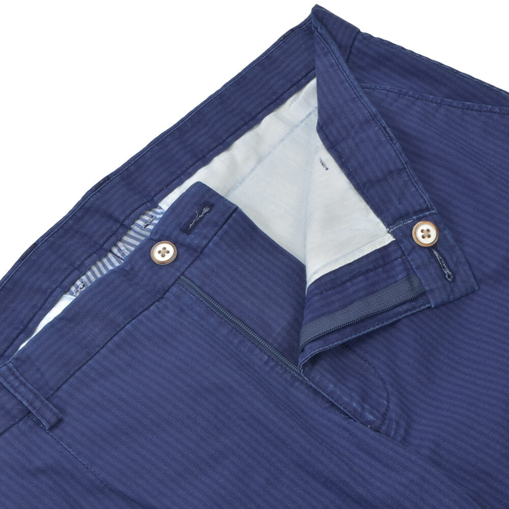 Striped Blue Double Face Chino Trousers - Gagliardi