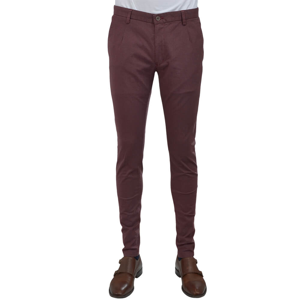 Raspberry Birdseye Chino Trousers - Gagliardi