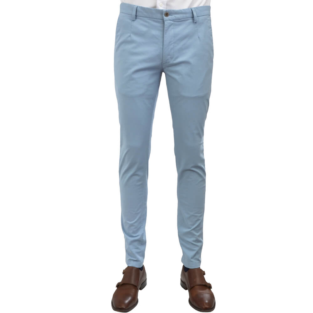 Sky Blue Microweave Chino Trousers - Gagliardi