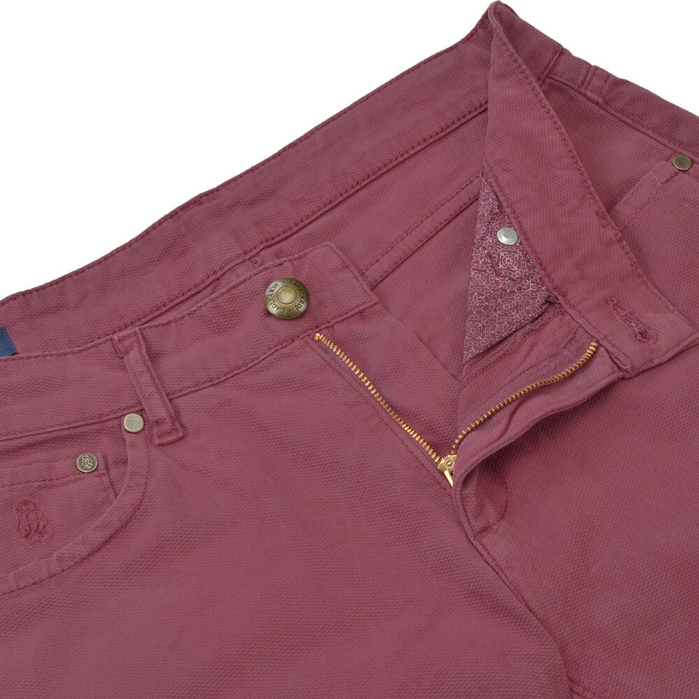Raspberry Nailhead Five Pocket Trousers - Gagliardi