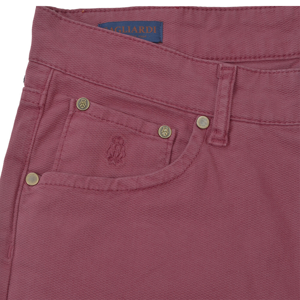 Raspberry Nailhead Five Pocket Trousers - Gagliardi