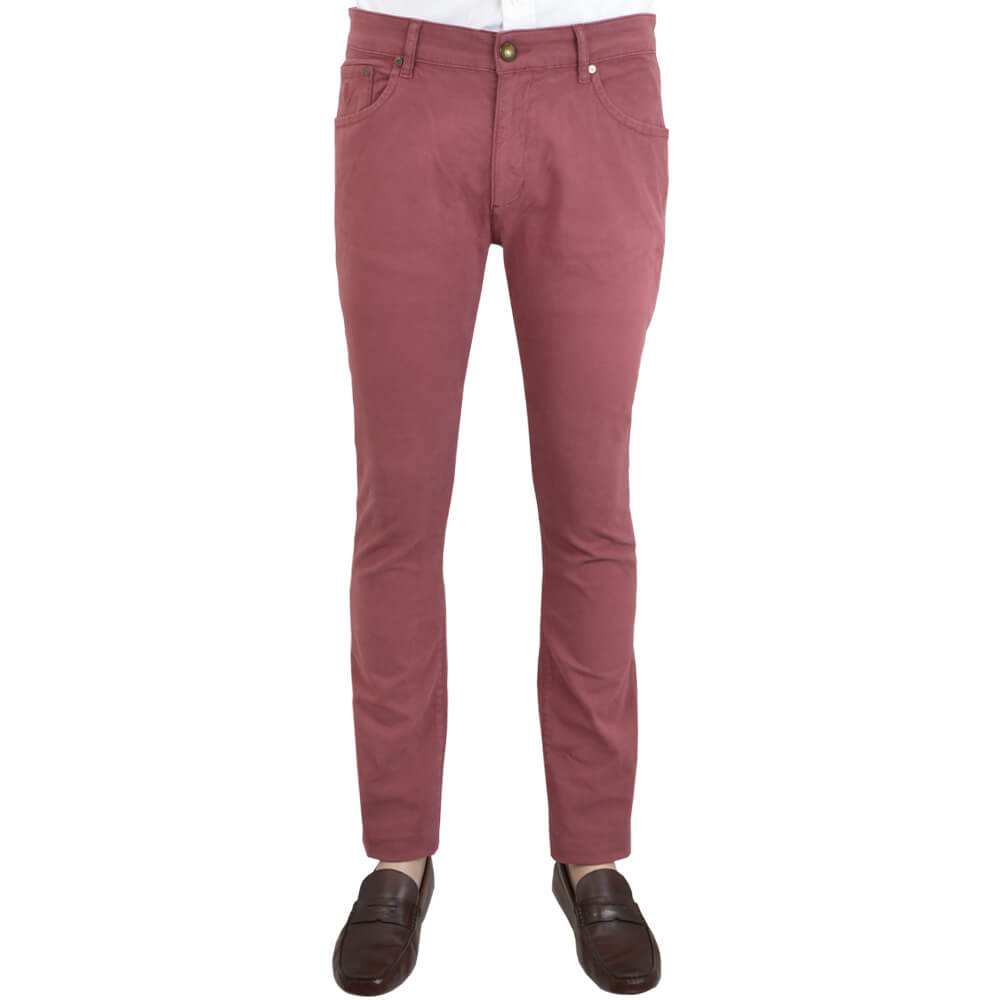 Raspberry Nailhead Five Pocket Trousers - Gagliardi