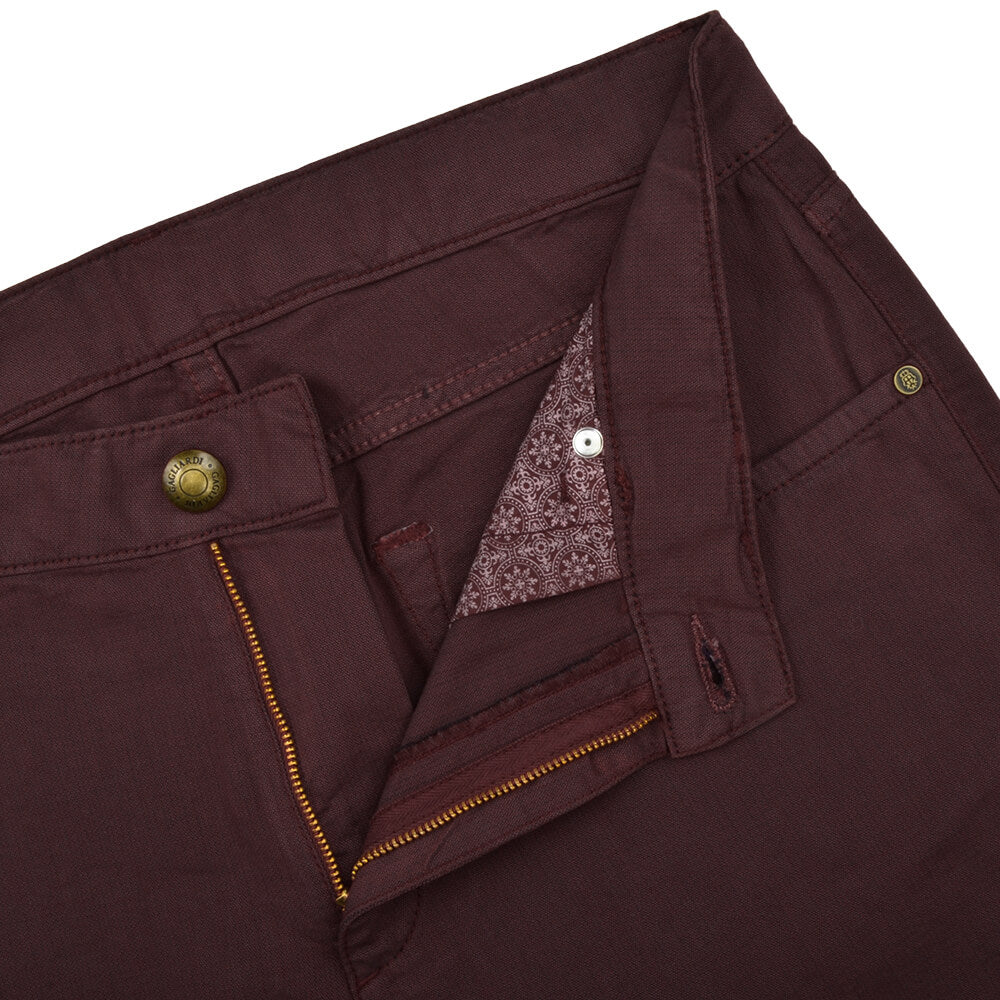 Bordeaux Stretch Cotton Textured Five Pocket Trousers - Gagliardi