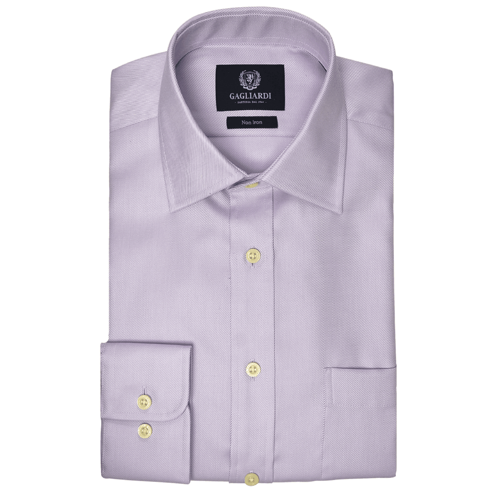 Lilac Twill Tailored Fit Pointed Collar Single Cuffed Shirt - Gagliardi