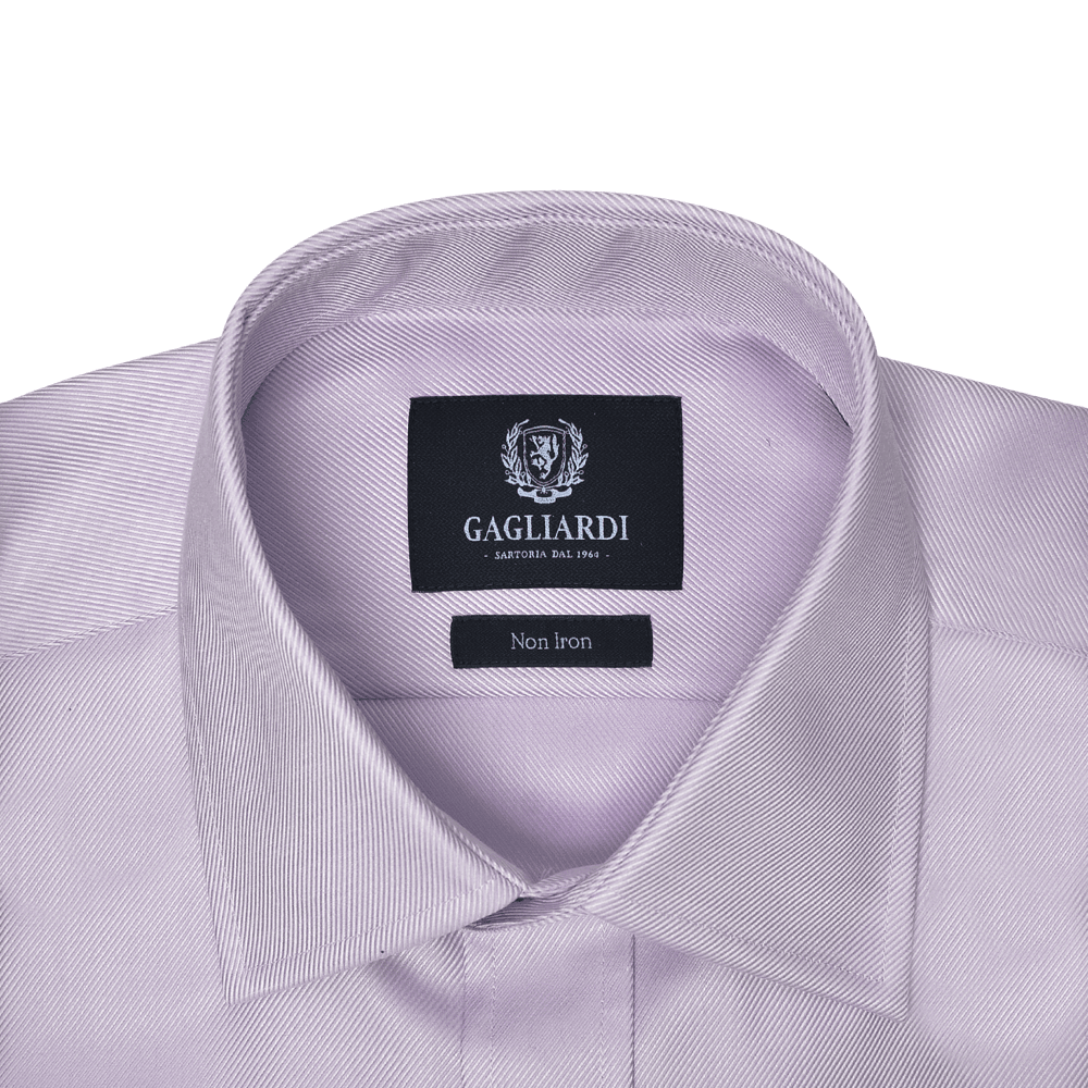 Lilac Twill Tailored Fit Pointed Collar Single Cuffed Shirt - Gagliardi