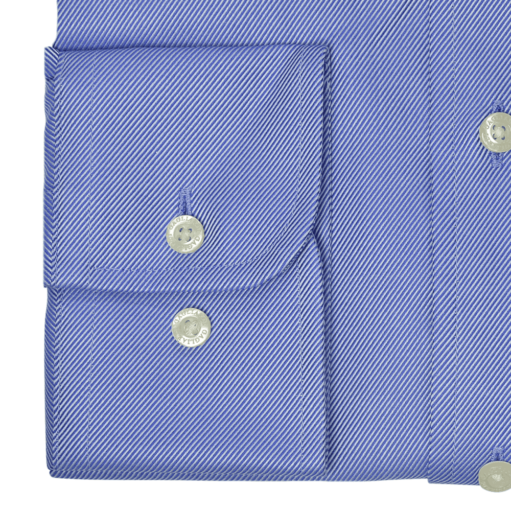 Royal Blue Twill Tailored Fit Pointed Collar Single Cuffed Shirt - Gagliardi