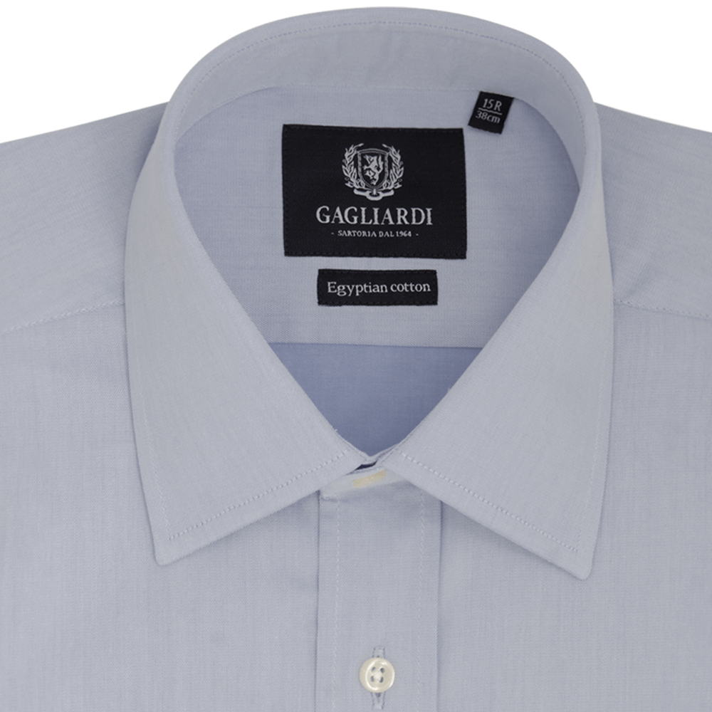 Royal Blue Twill Plain Tailored Fit Cutaway Collar Shirt - Gagliardi