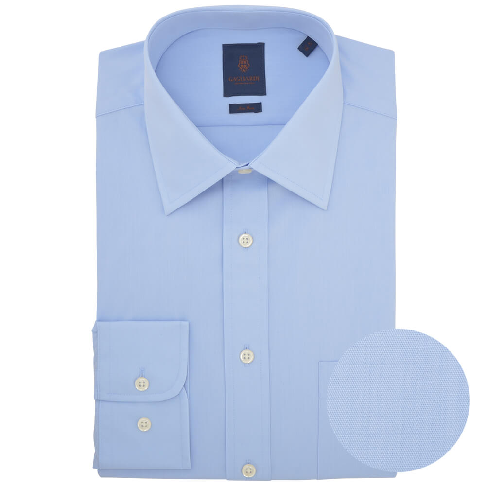 Tailored Fit Sky Poplin Classic Collar Non-iron Shirt - Gagliardi