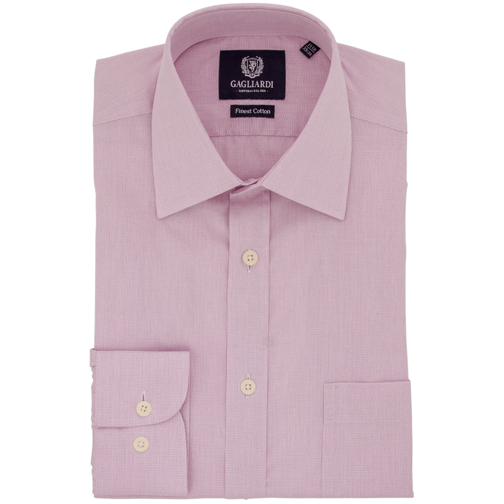 Pink Microcheck Business Shirt - Gagliardi