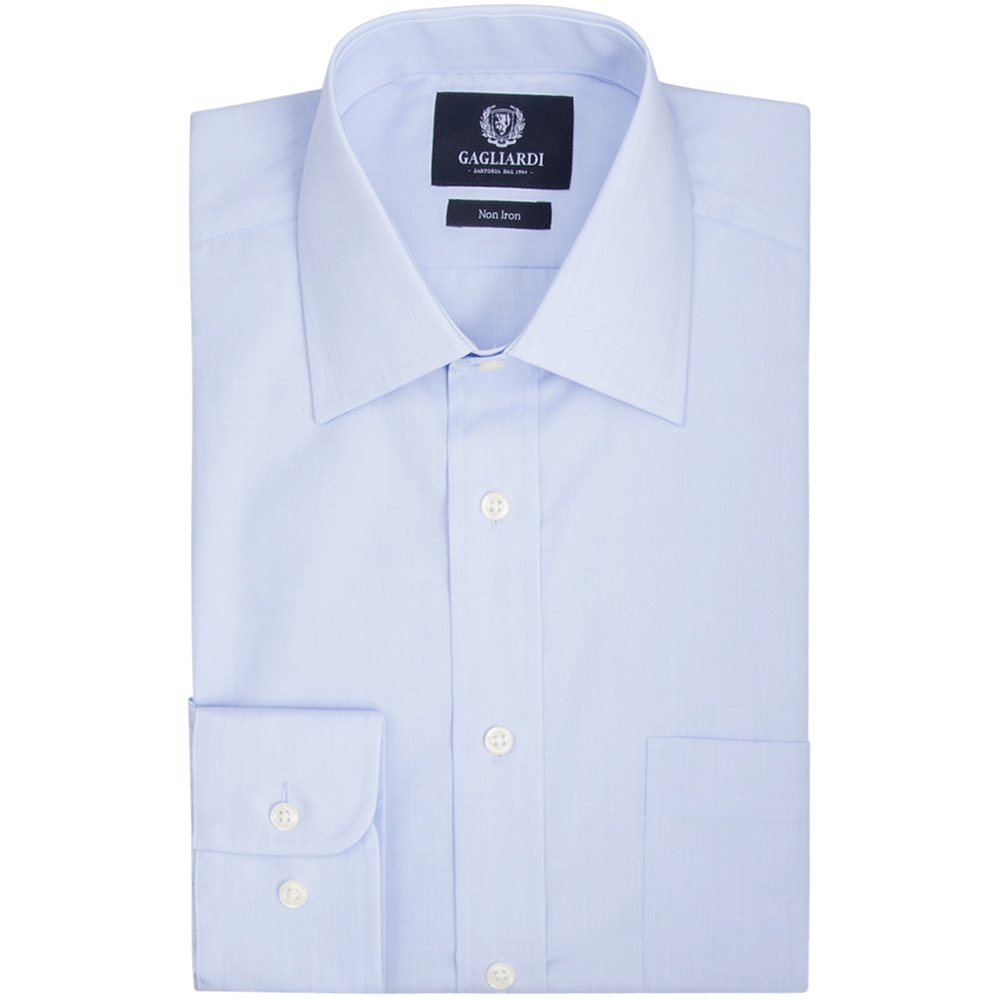 Sky End On End Plain Tailored Fit Classic Collar Shirt - Gagliardi