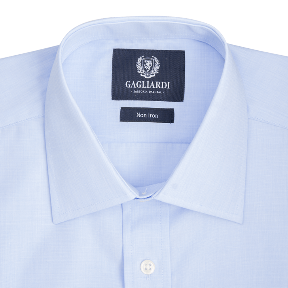 Sky End On End Plain Tailored Fit Classic Collar Shirt - Gagliardi
