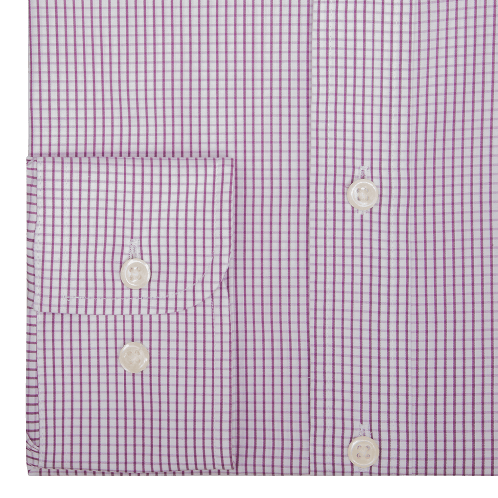 Lilac Checked Tailored Fit Classic Collar Shirt - Gagliardi