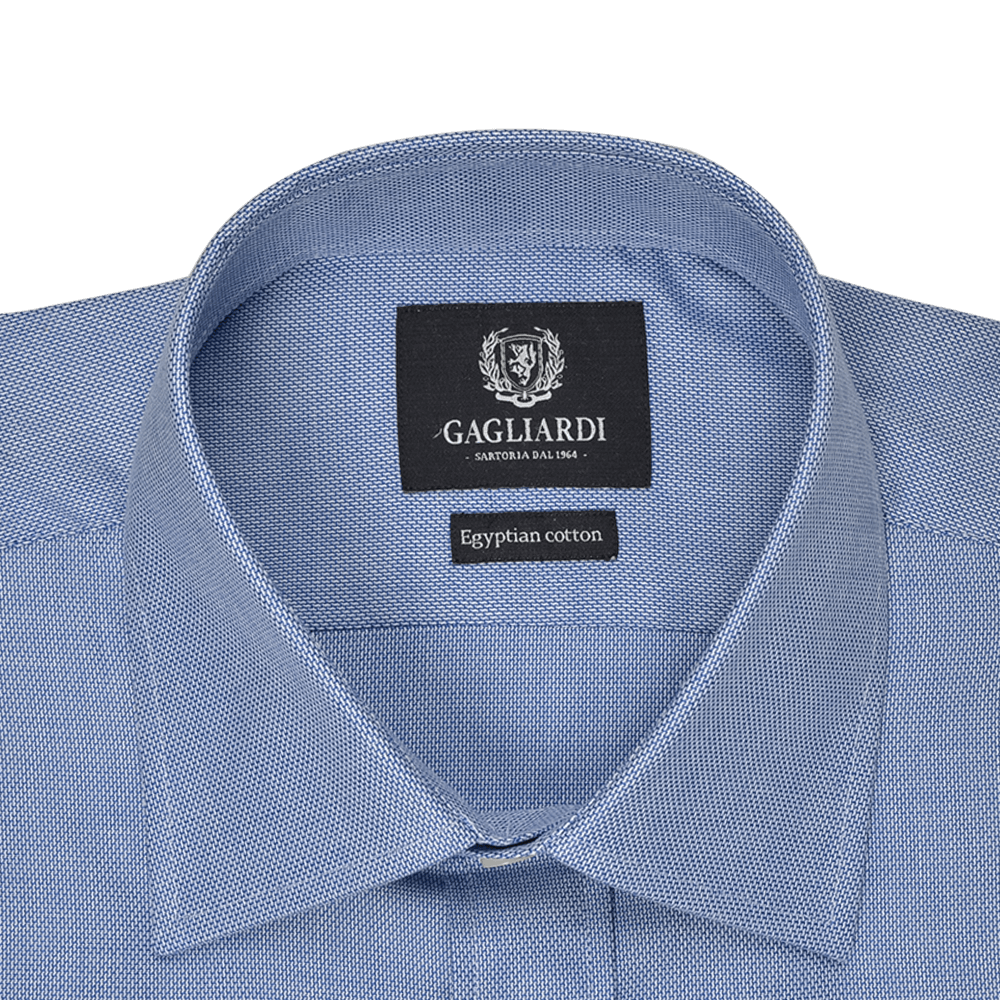 Royal Blue Basketweave Business Shirt - Gagliardi