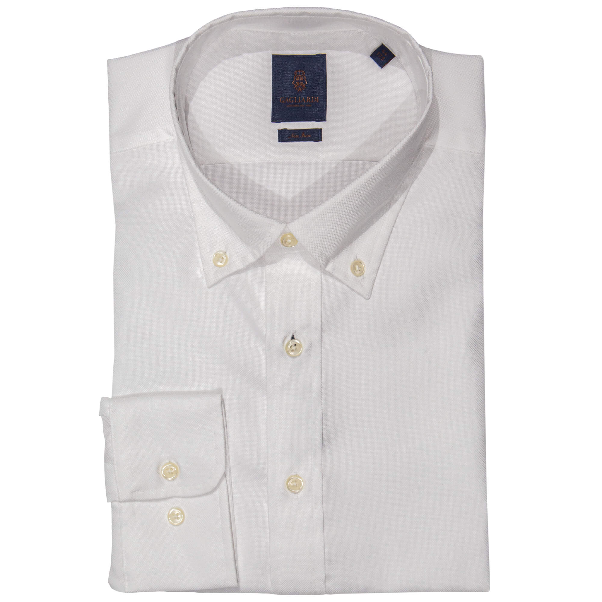 White Micro Structure Plain Tailored Fit Buttondown Collar Shirt