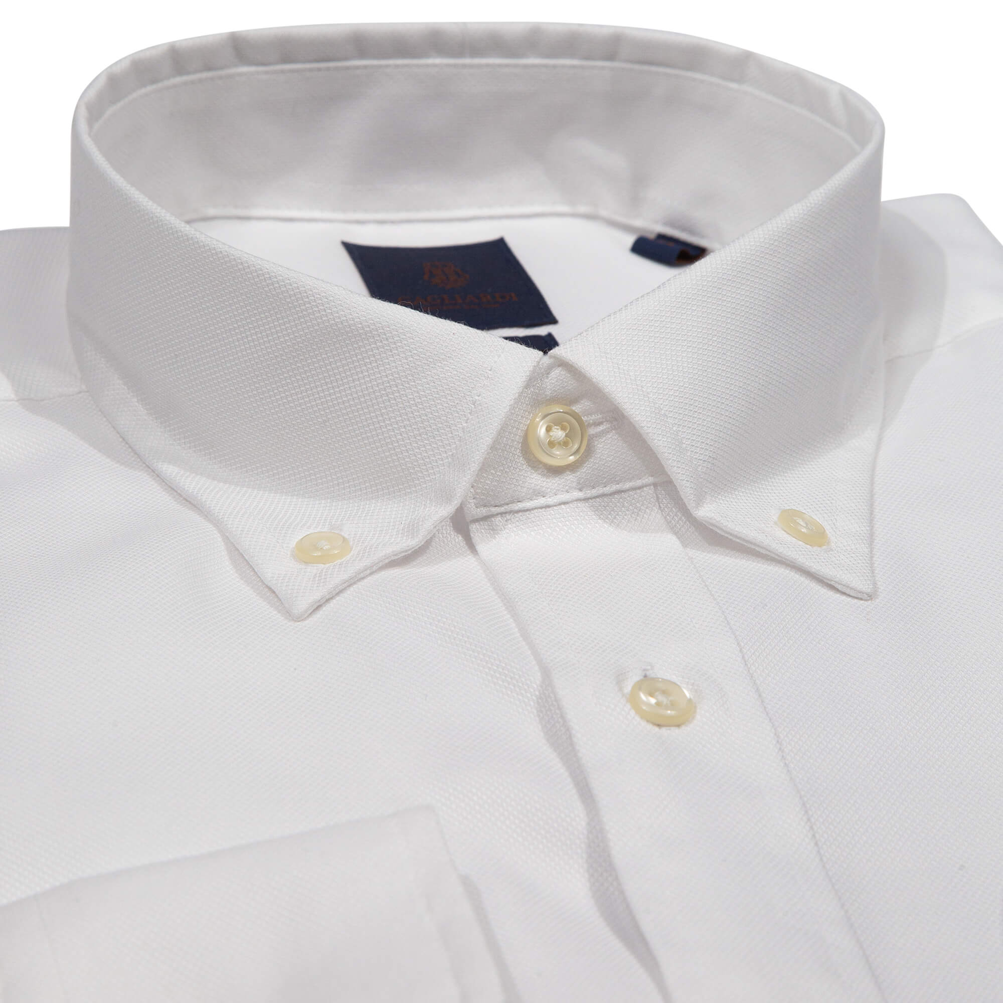 White Micro Structure Plain Tailored Fit Buttondown Collar Shirt