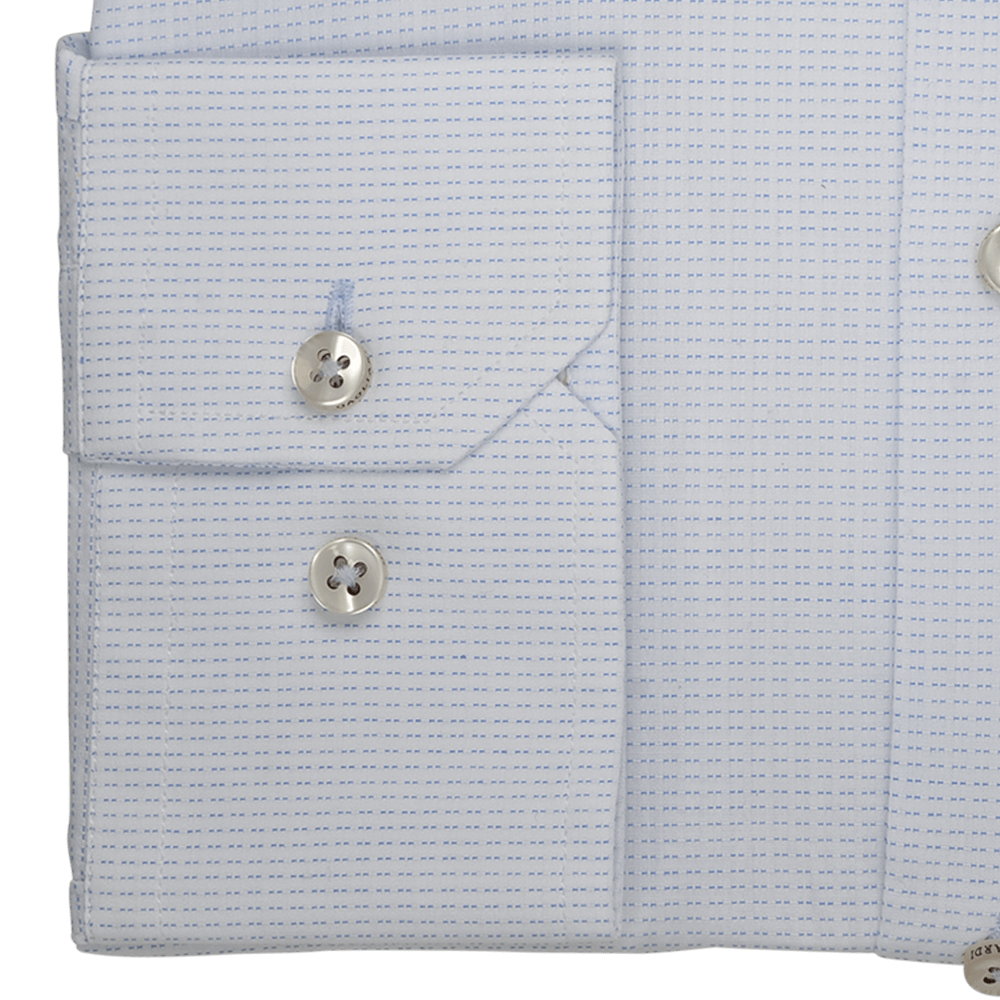 White with Royal Blue Dash Dobby Mirabilis Business Shirt - Gagliardi