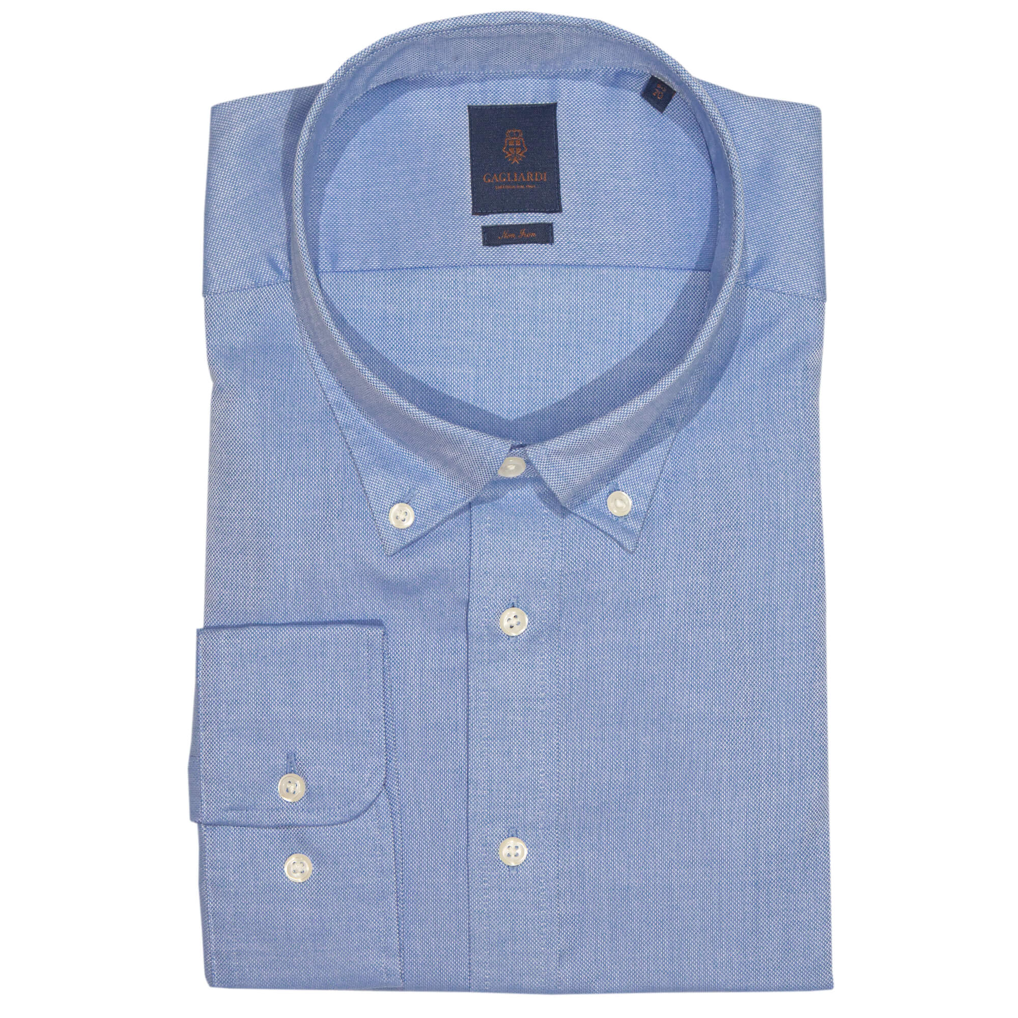 Sky Micro Structure Plain Tailored Fit Buttondown Collar Shirt