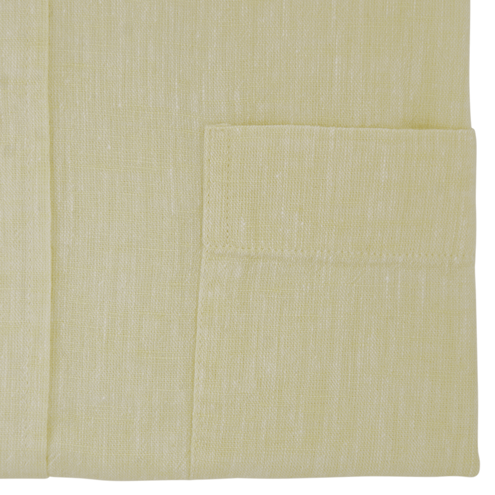 Yellow Plain Tailored Fit Buttondown Collar Linen Shirt - Gagliardi