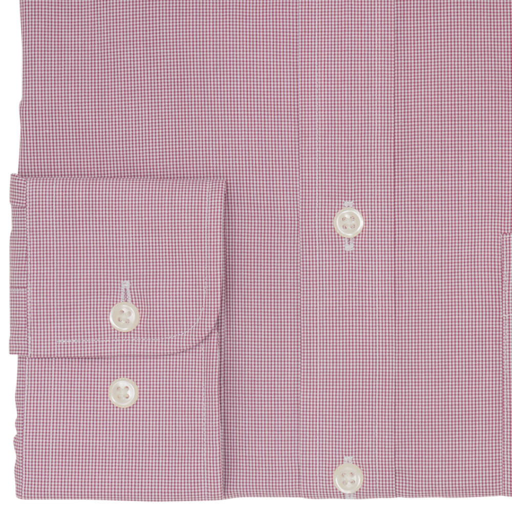 Red Micro Gingham Tailored Fit Shirt - Gagliardi