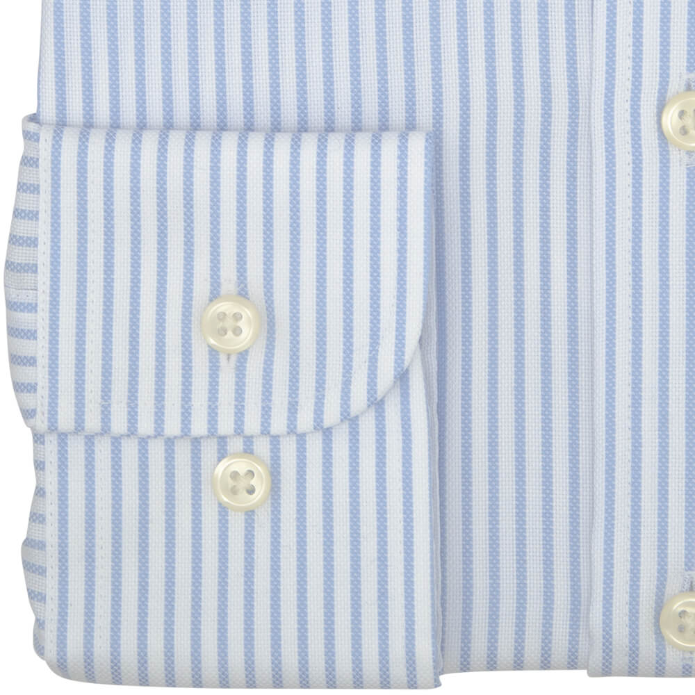 Tailored Fit Sky Bengal Stripe Non Iron Oxford Cotton Shirt - Gagliardi