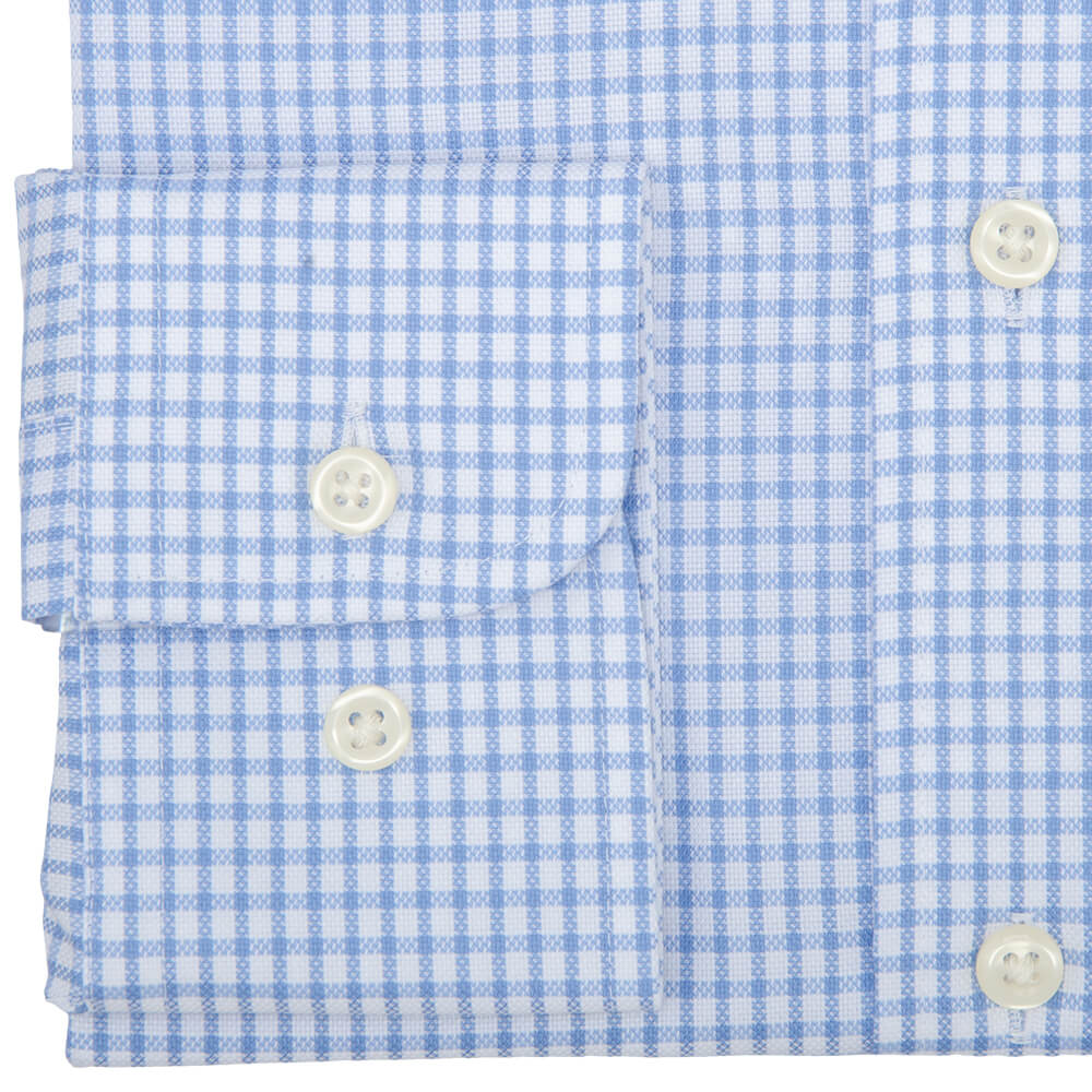 Tailored Fit Sky Windowpane Non Iron Oxford Cotton Shirt - Gagliardi