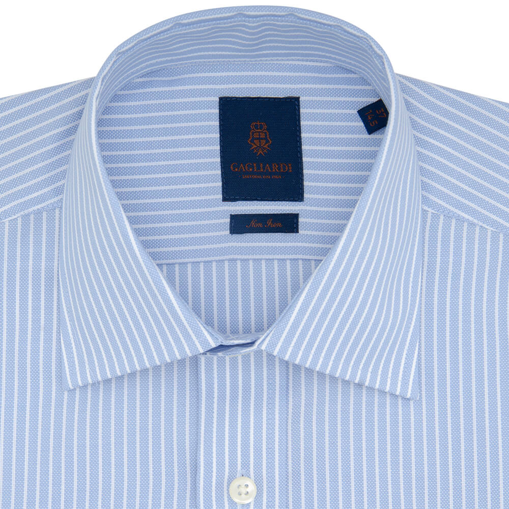 Tailored Fit Sky Stripe Non Iron Oxford Cotton Shirt - Gagliardi