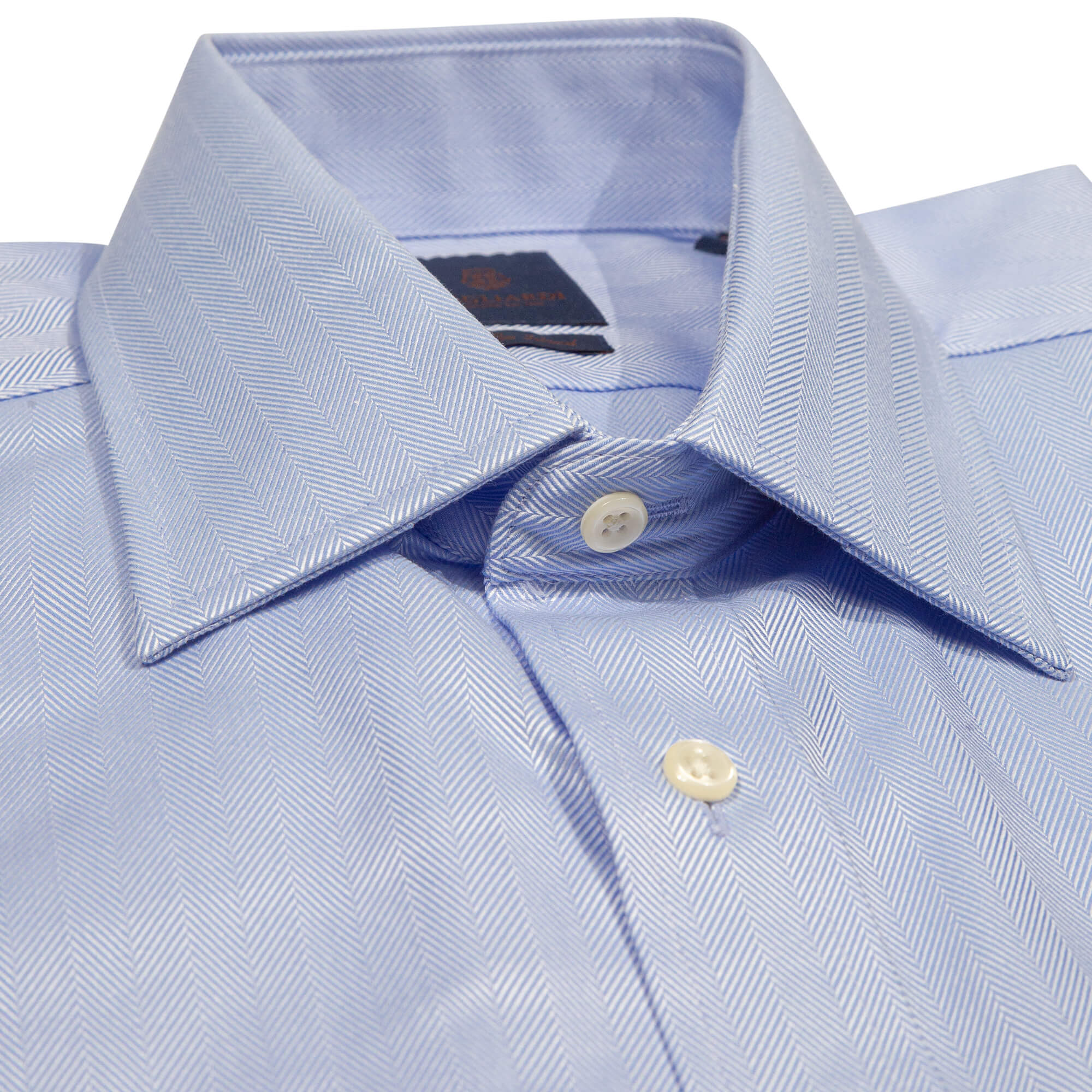 Tailored Fit Sky Sea Island Herringbone Non Iron Shirt