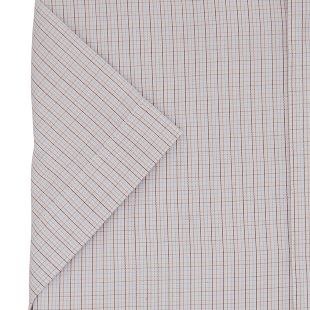 White & Tobacco Micro Overcheck Business Shirt - Gagliardi