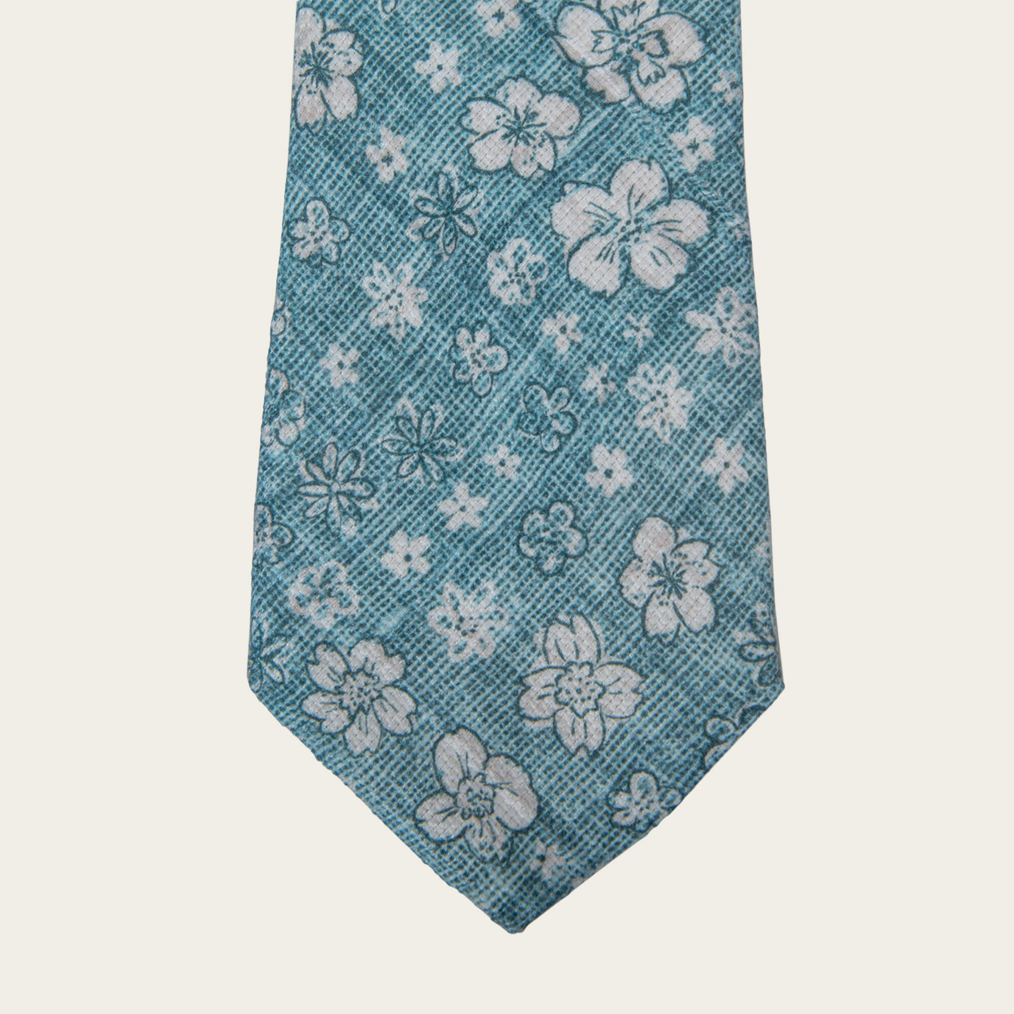 Green With White Flowers Tie