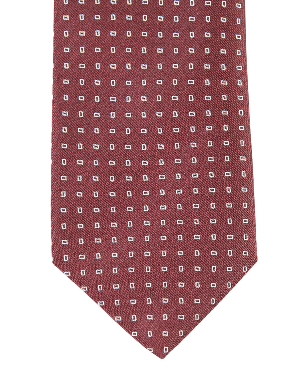 Burgundy Tie With Small Rectangles