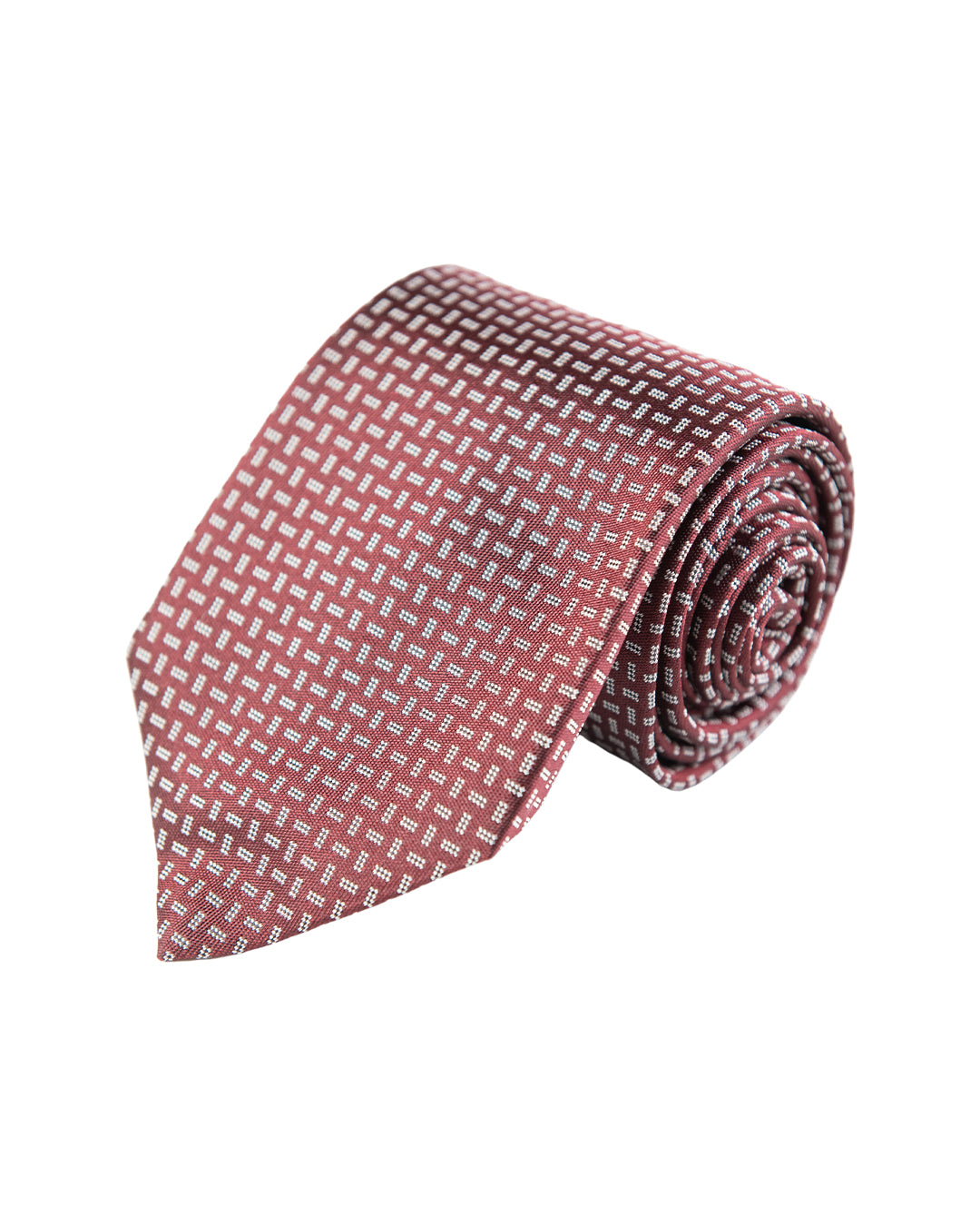 Burgundy Tie With Dotted Rectangles