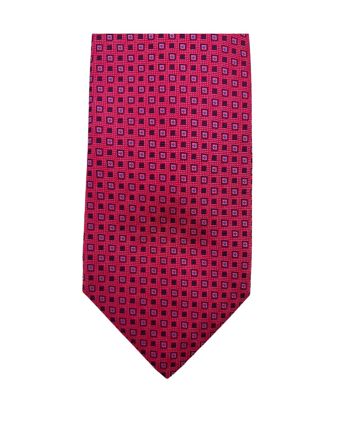 Red Box Motif Italian Silk Tie