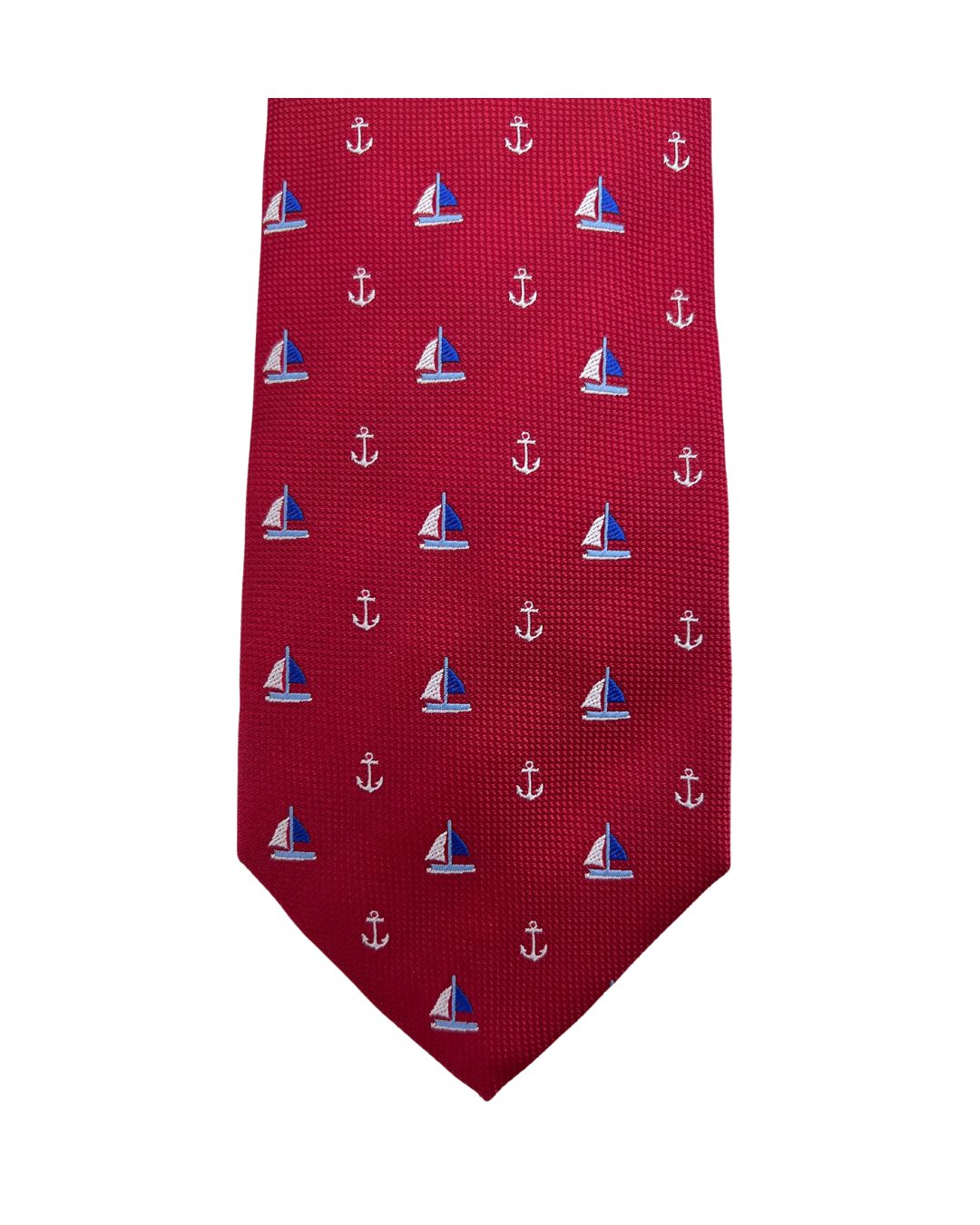 Red Yacht & Anchor Italian Silk Tie