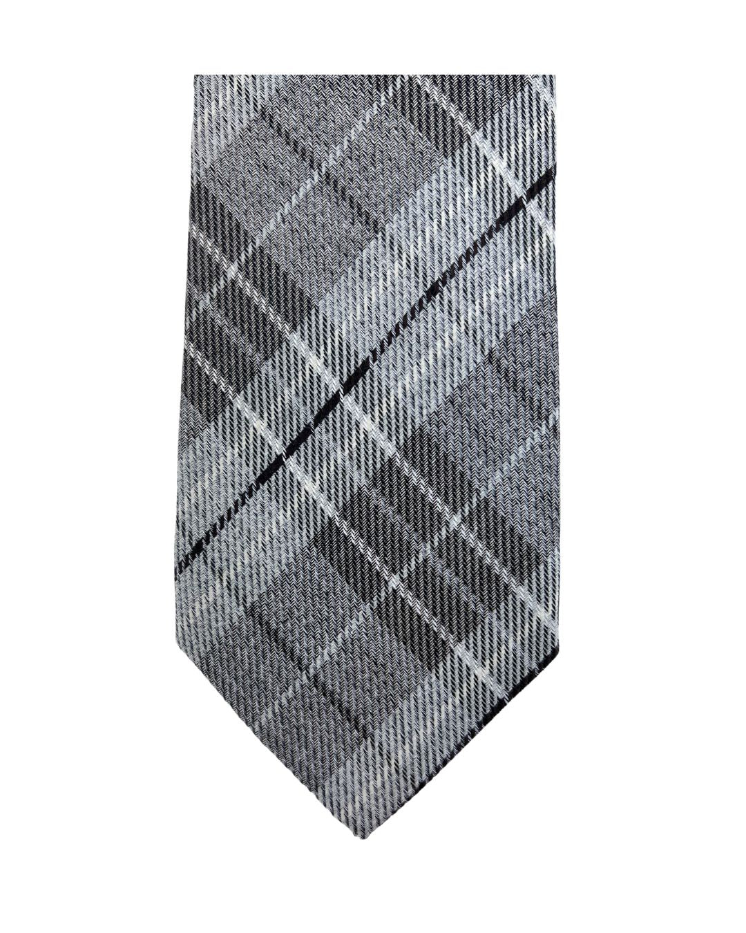 Brown Glen Check Italian Cotton Silk Tie