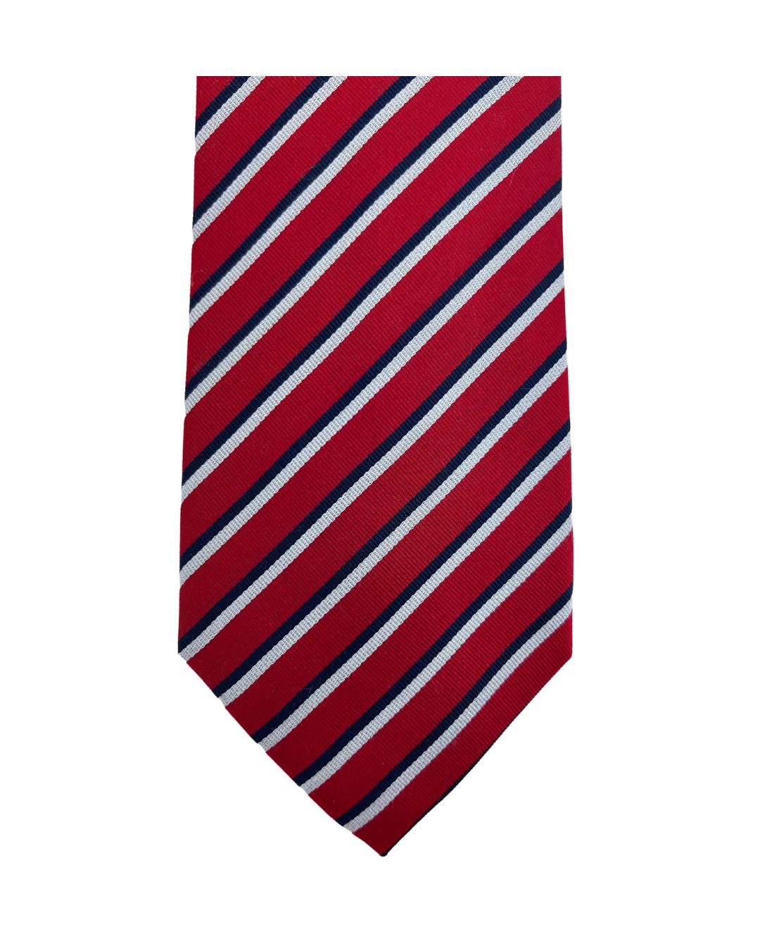 Red Traditional Club Stripe Italian Cotton Silk Tie