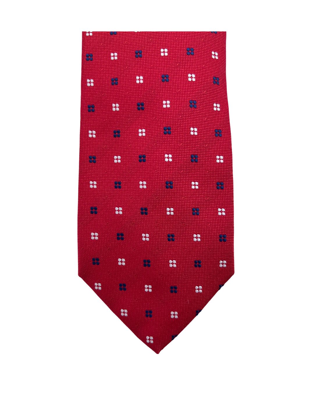 Red Four Dot Motif Italian Silk Tie