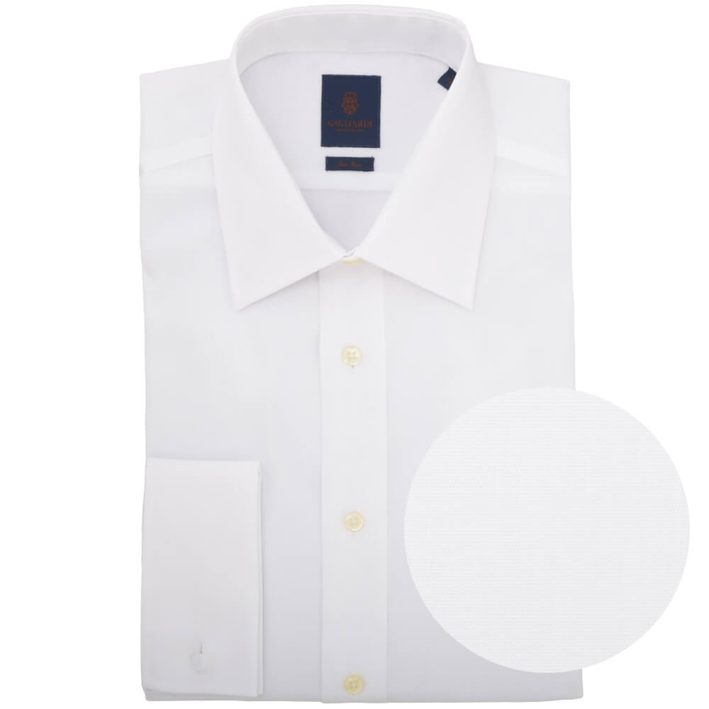 Tailored Fit White Poplin Cutaway Collar Non-iron Shirt - Gagliardi