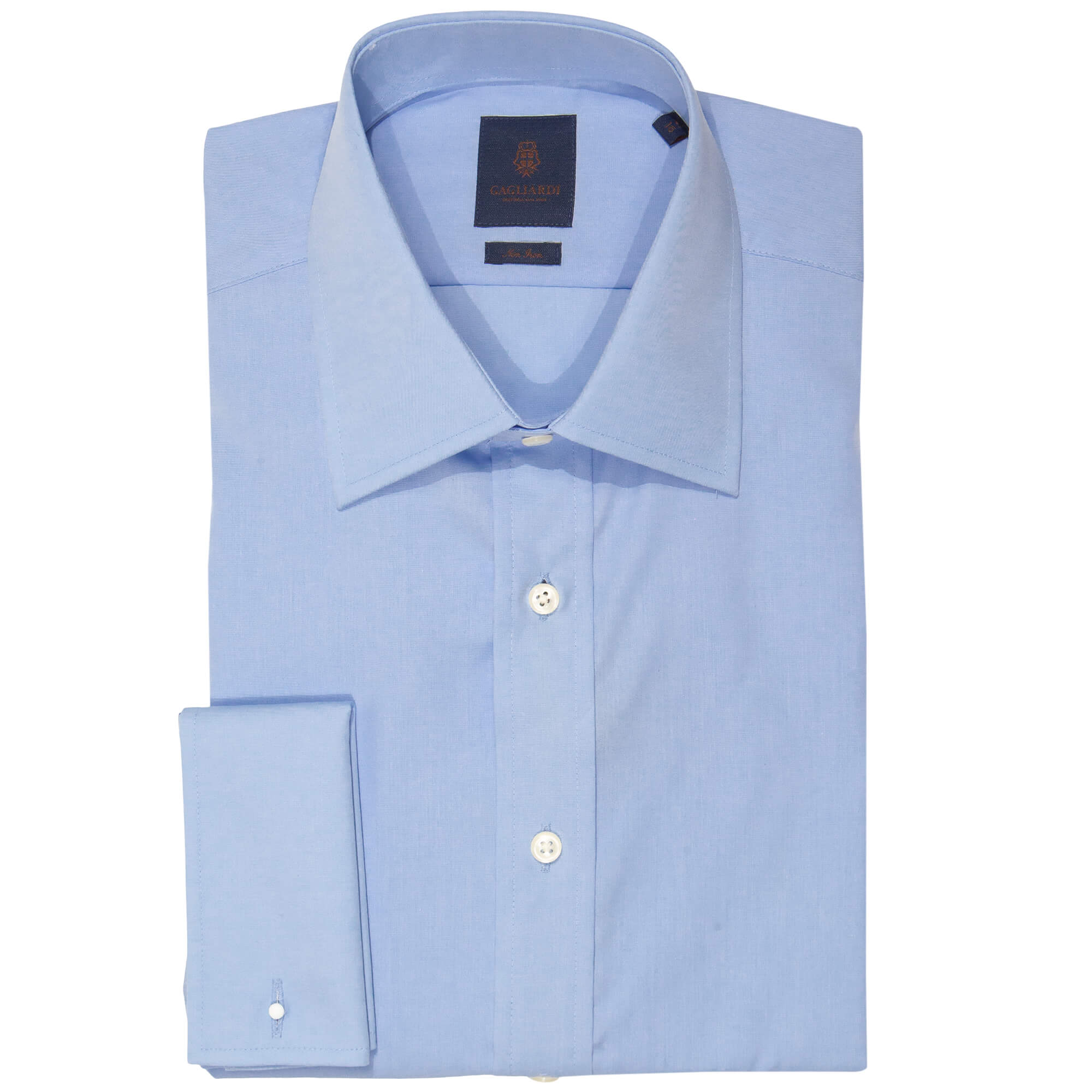 Tailored Fit Sky Poplin Non Iron Double Cuff Shirt