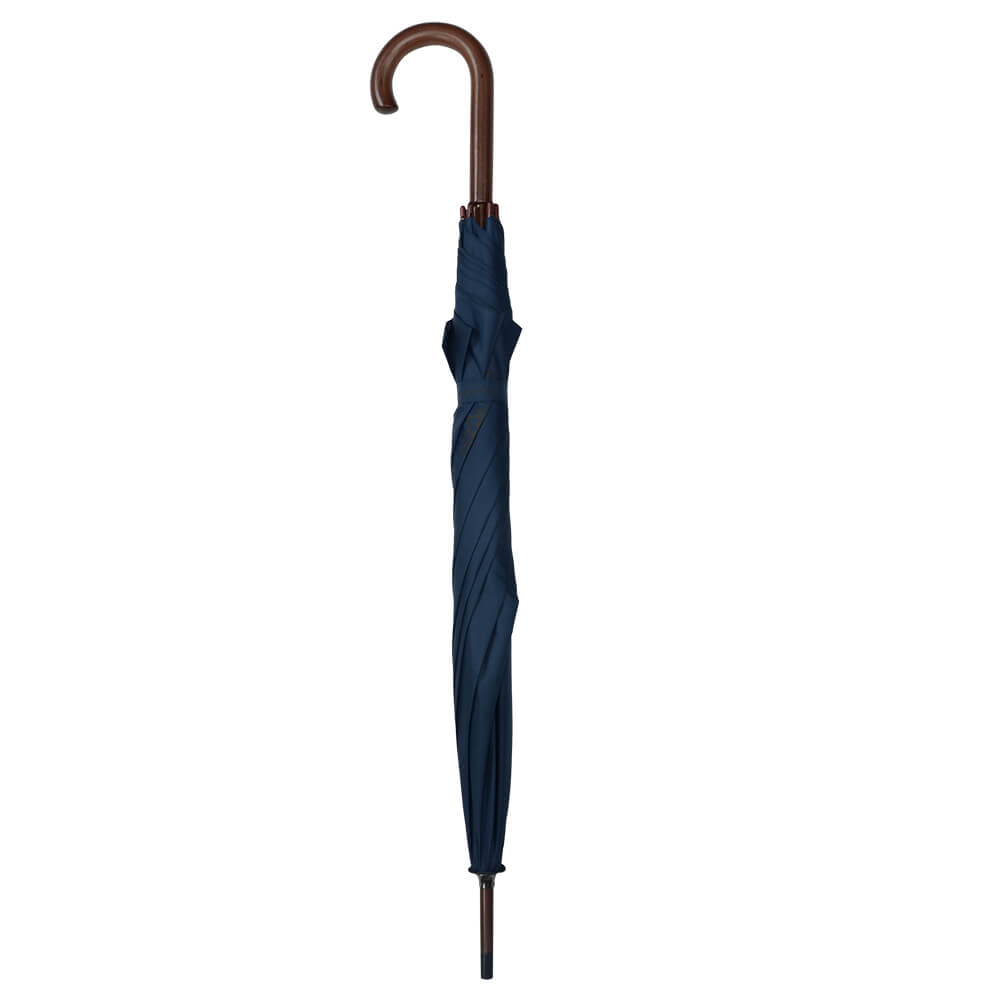 Navy Umbrella With Wooden Handle - Gagliardi