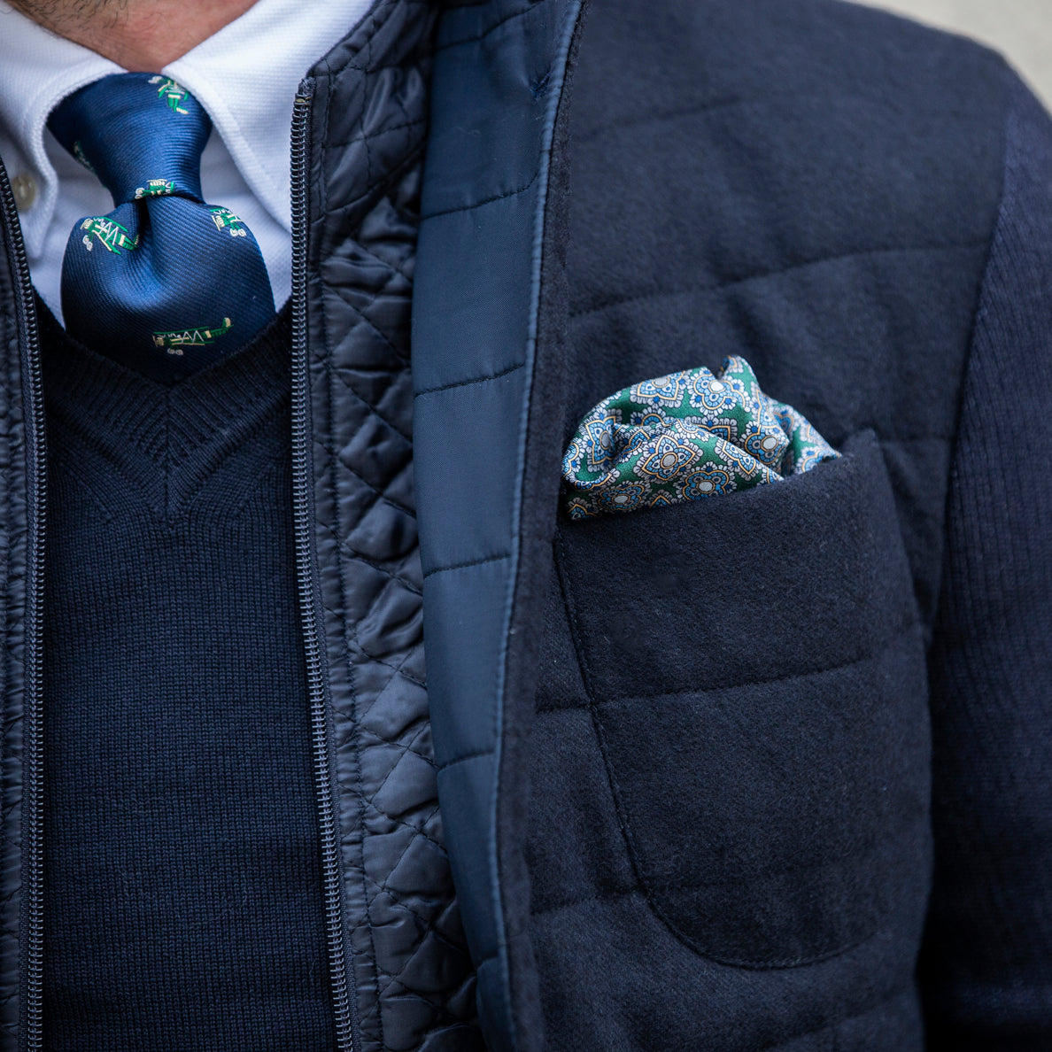 Navy Merino V-Neck - Gagliardi