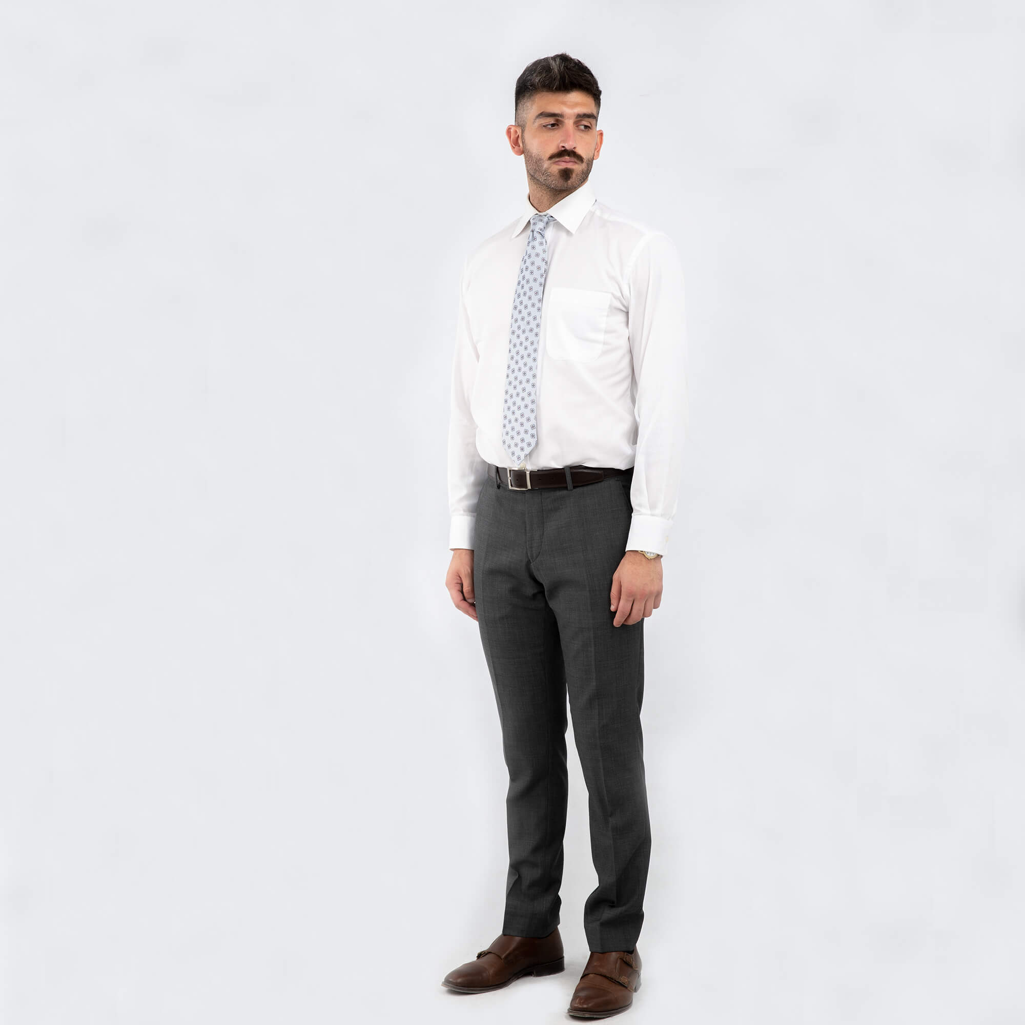 Grey Hopsack Suit Trousers
