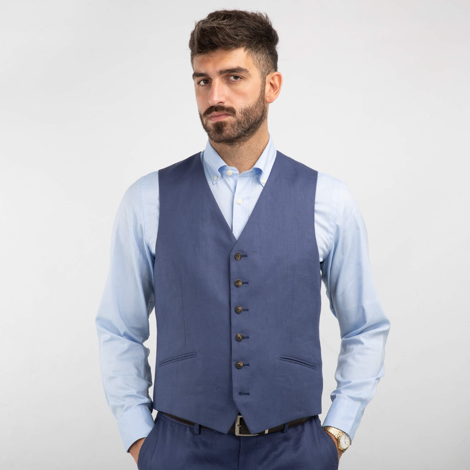 Royal Blue Linen Waistcoat