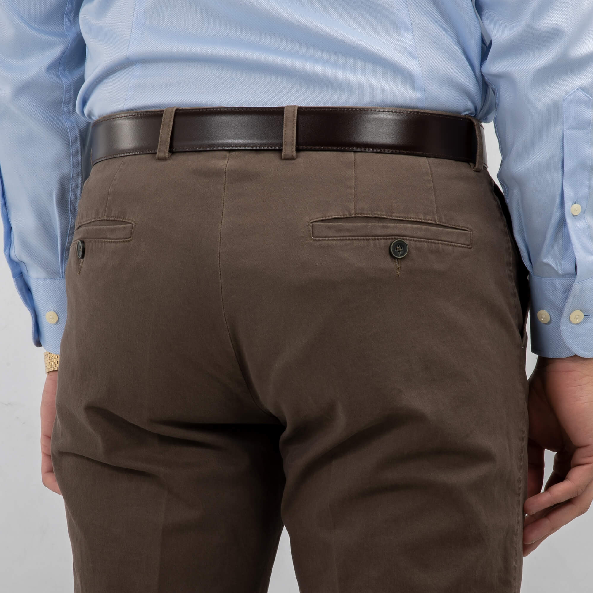 Taupe Plain Cotton Trousers