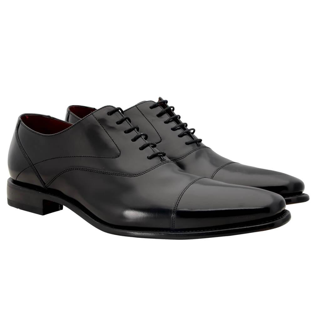 Black Polished Leather Shoes with Goodyear Welted Soles - Gagliardi