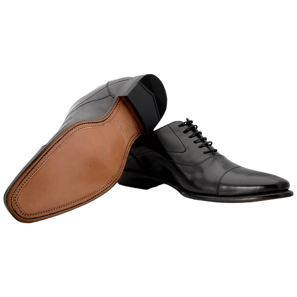 Black Polished Leather Shoes with Goodyear Welted Soles - Gagliardi