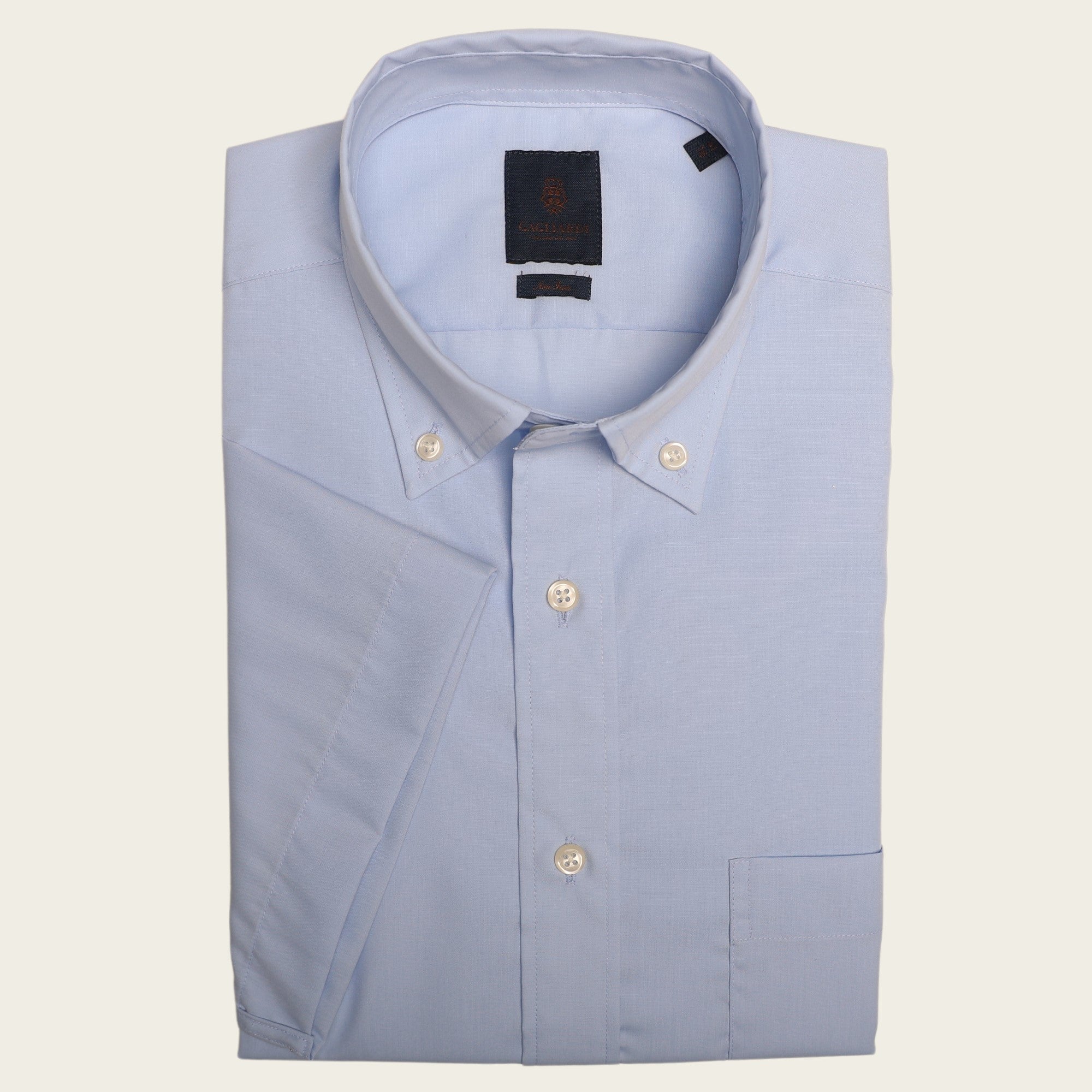 Tailored Fit Sky Poplin Non Iron Button Down Short Sleeve Shirt