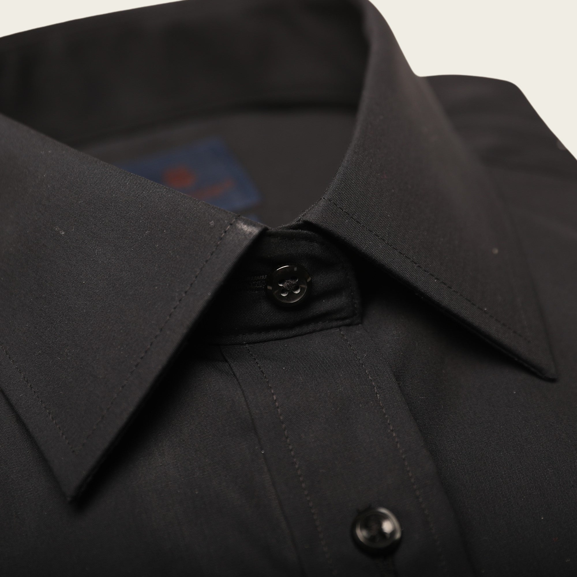 Tailored Fit Black Poplin Non Iron Button Down Short Sleeve Shirt